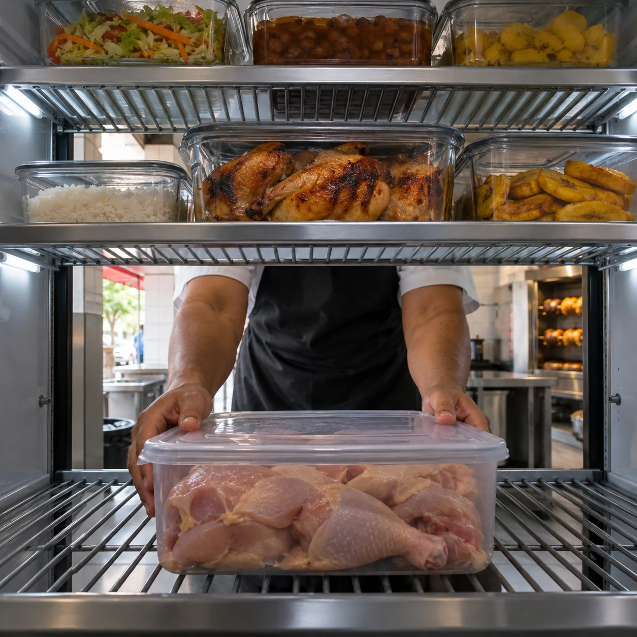 Almacenamiento separado y refrigerado para proteger los alimentos.