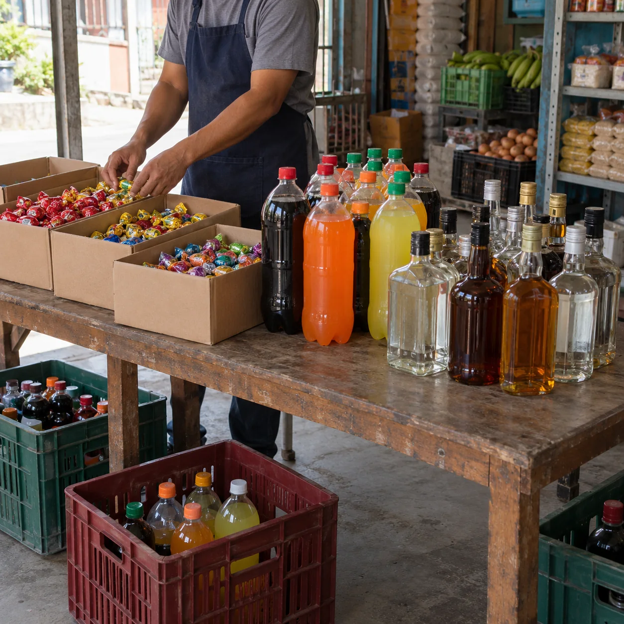 La revisión de mercancía abarca alimentos, refrescos y bebidas alcohólicas.