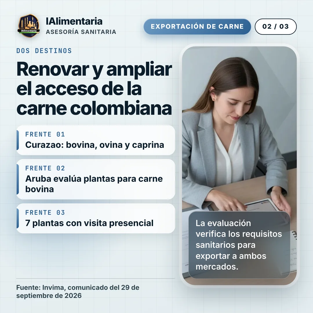 Renovar y ampliar el acceso de la carne colombiana. La evaluación verifica los requisitos sanitarios para exportar a ambos mercados.