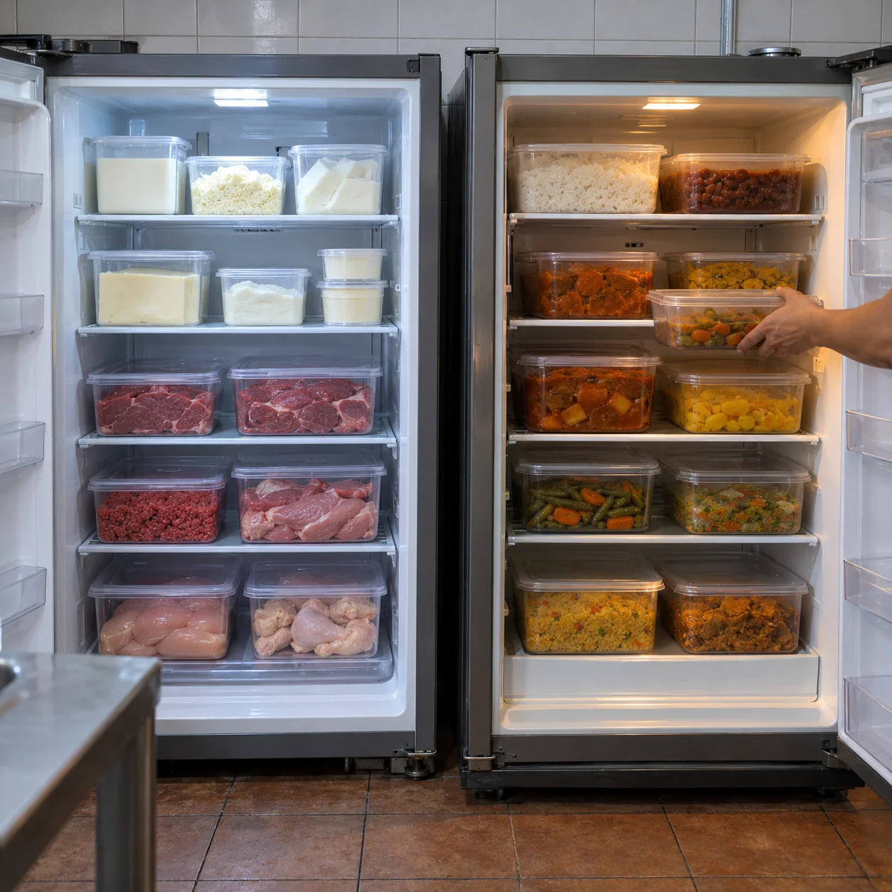 Carnes y lácteos separados de los alimentos listos para consumir.