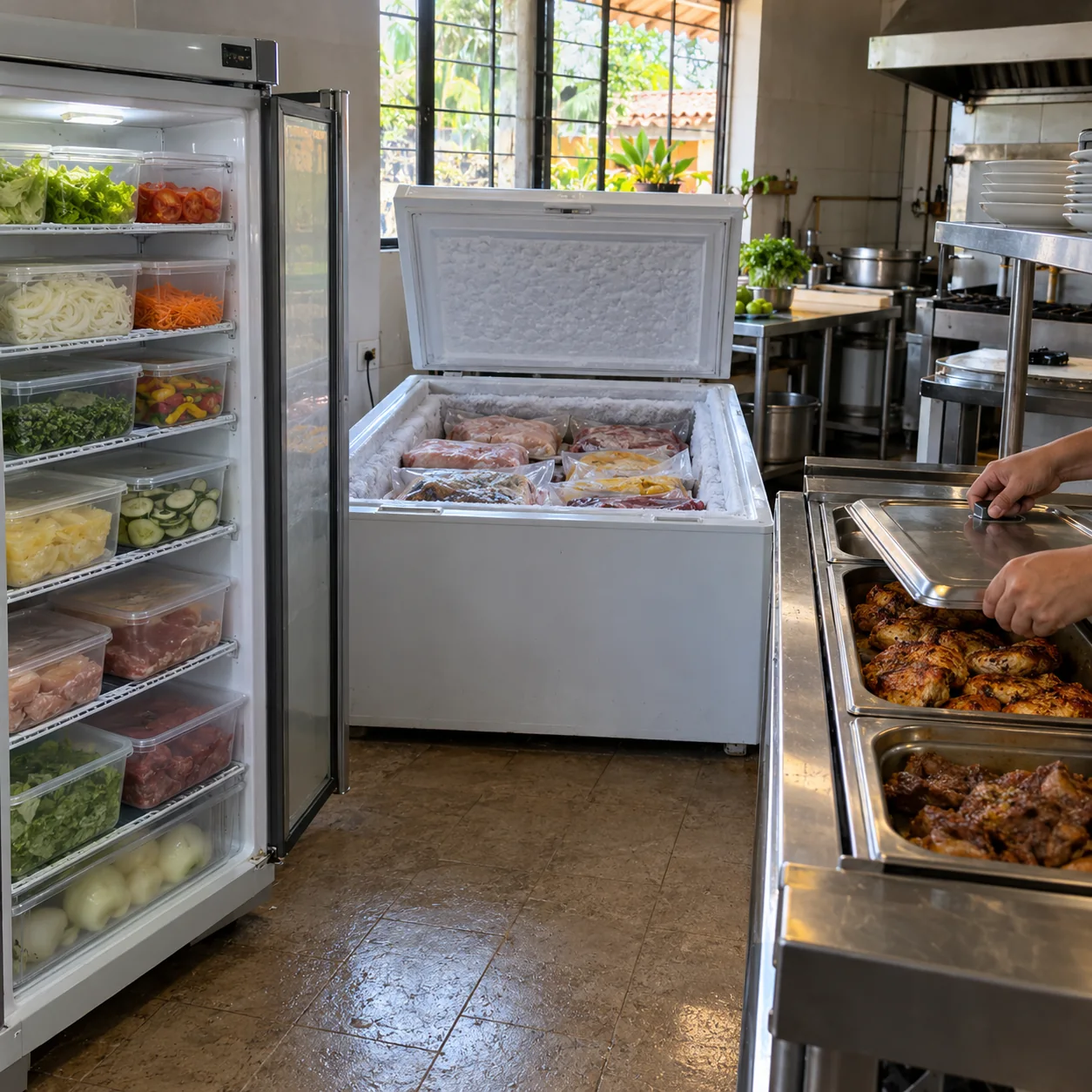 Equipos para refrigerar, congelar y mantener caliente la comida.