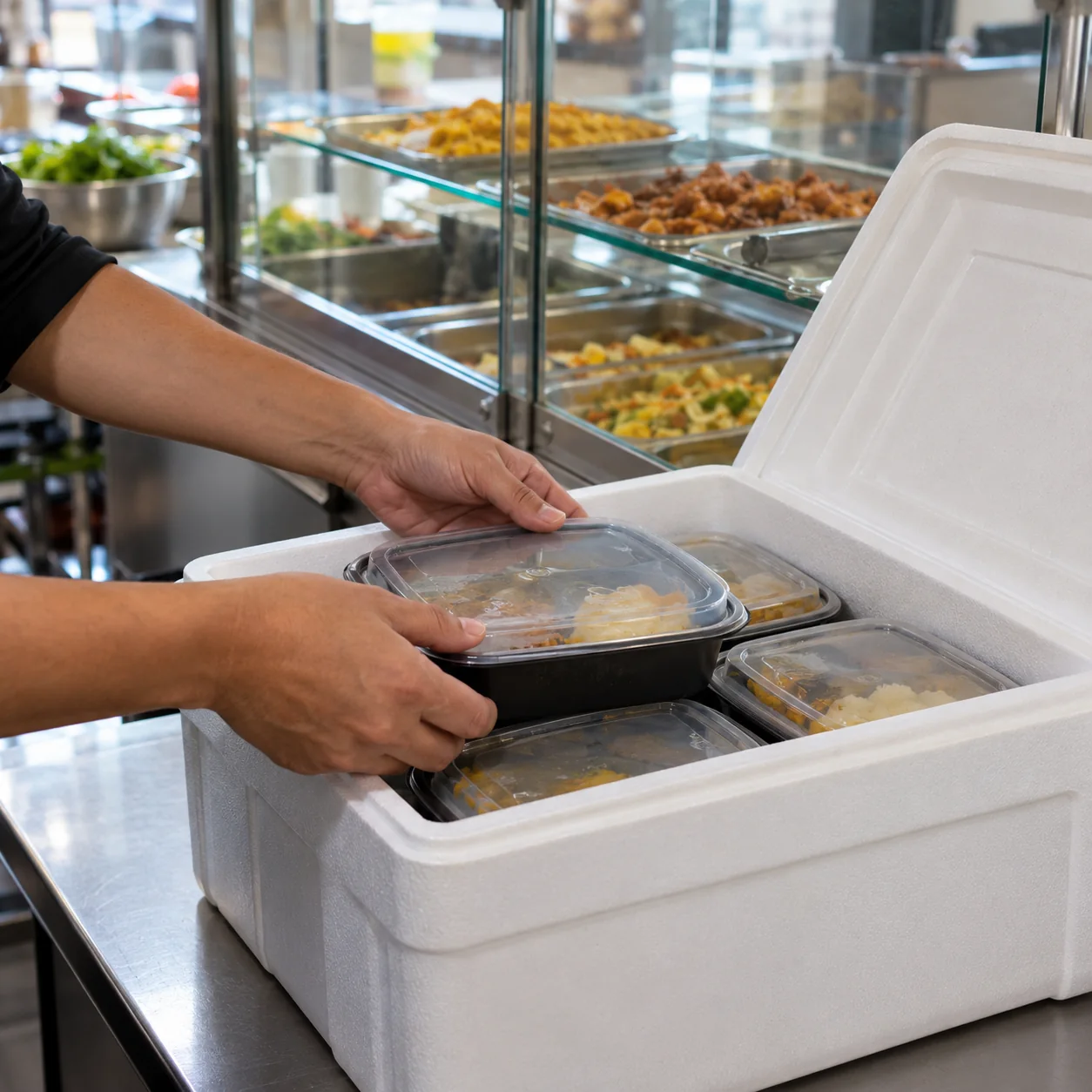 Alimentos protegidos durante el despacho y el transporte.