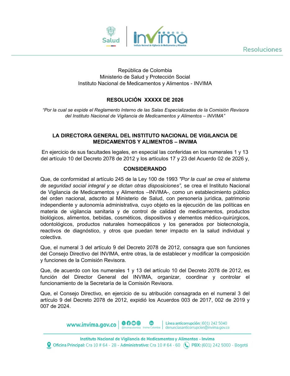 Página 1 del documento oficial publicado por INVIMA