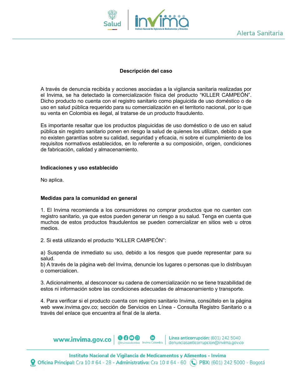 Página 2 del documento oficial publicado por INVIMA