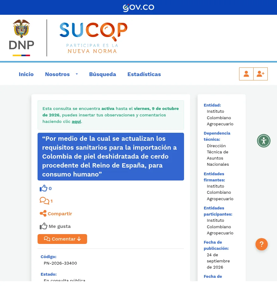Captura de la página oficial de ICA sobre este tema