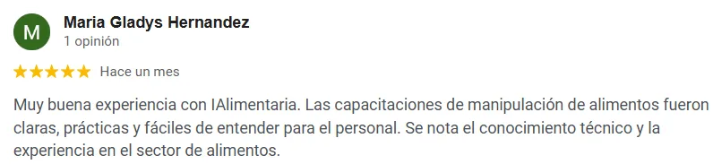 Reseña pública de Maria Gladys Hernandez sobre la claridad y practicidad de las capacitaciones
